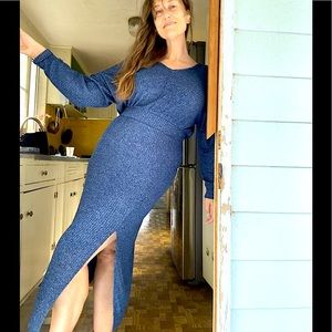 NWT Anthropologie The Barre Midi Dress in Navy